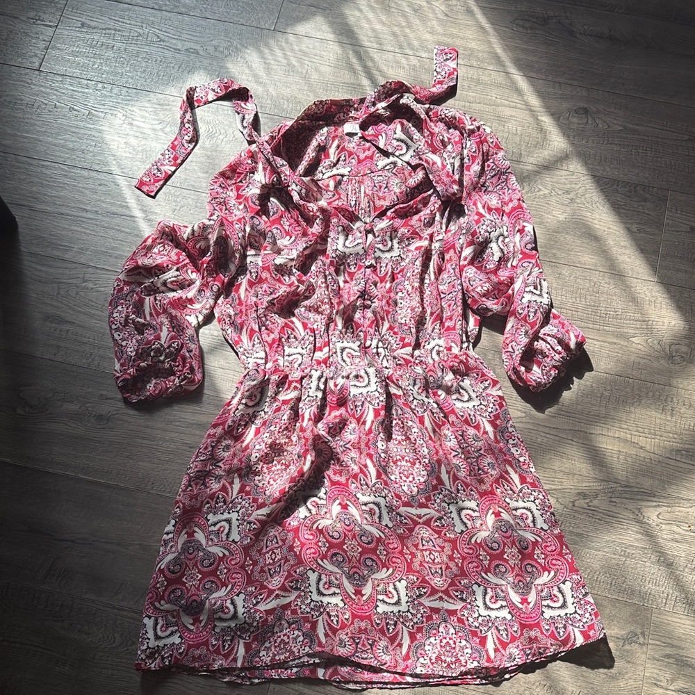 Parker Pink & White silk Dress Small